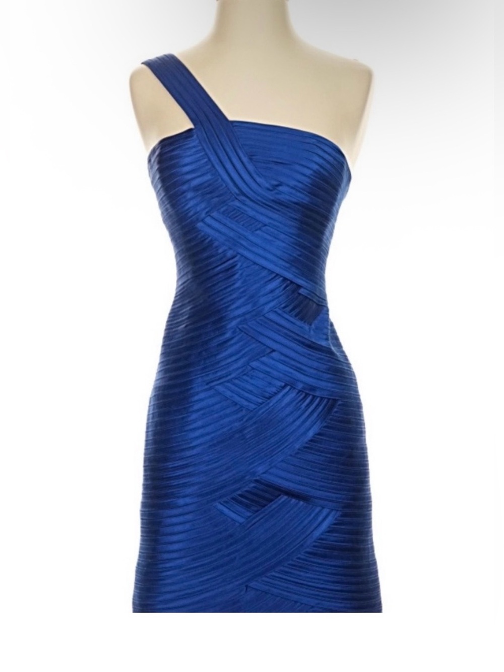 BCBGMAXAZRIA Rivas Sapphire Blue One Shoulder Bandage Dress - Size 4
